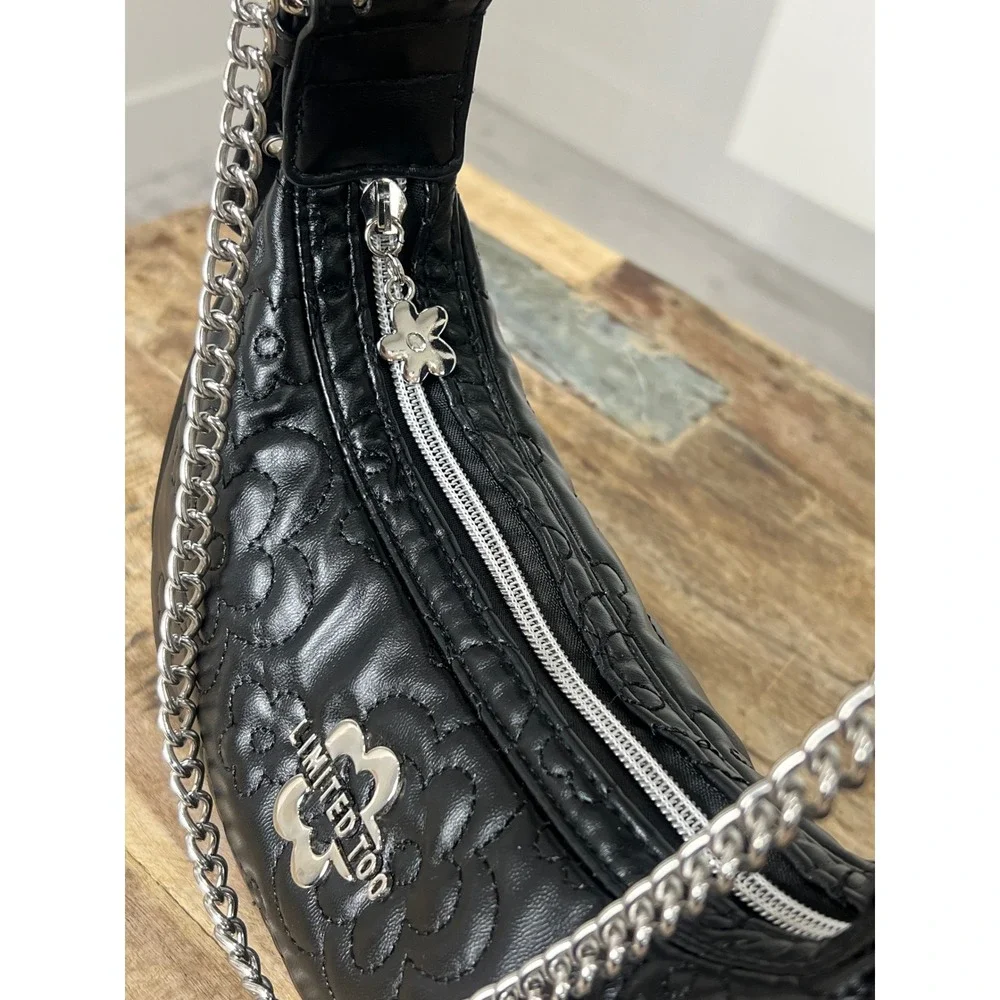 Limited Too Embossed Floral Mini Shoulder Bag Silver Chain
